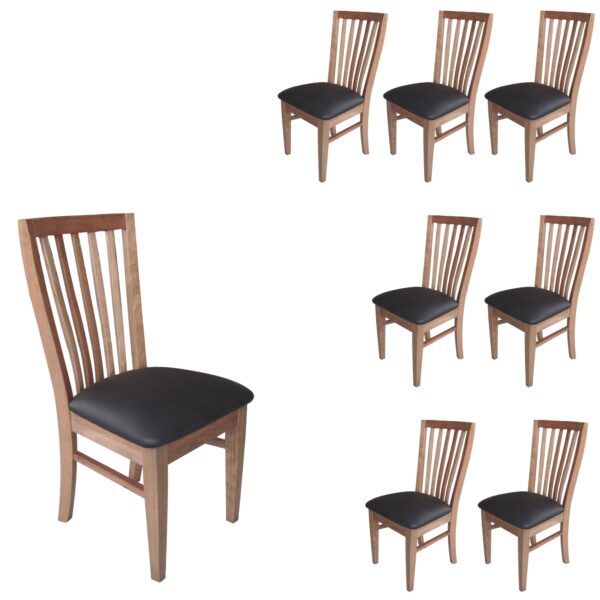 Fanno-Scandinavian  8pcs Dining Chairs Solid Tasmanian Oak PU Leather Smoke Color