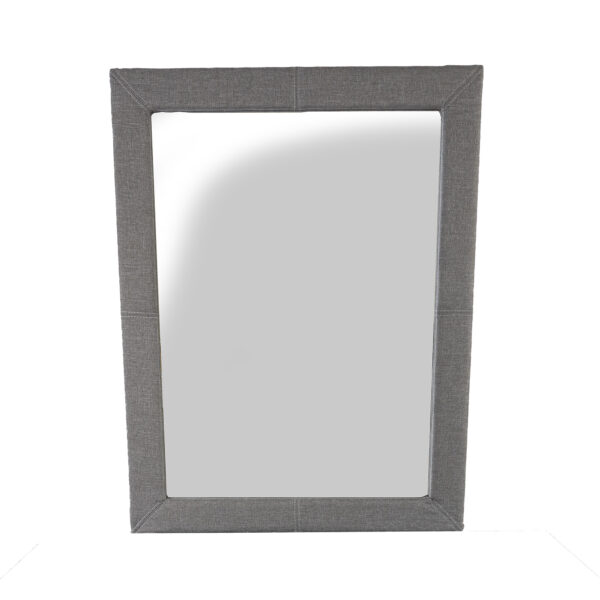 Fanno-Classic Light Grey Upholstered Mirror for Bedroom or Vanity Furniture