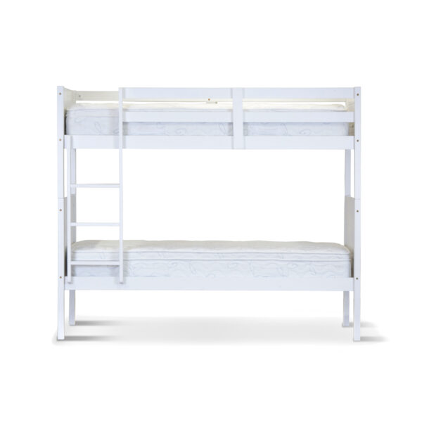 Fanno-Zinnia Single Bunk Bed Frame Solid Rubber Timber Wood Loft Furniture - White