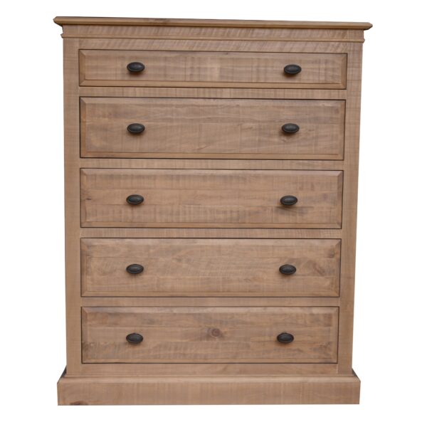 Fanno-Tallboy Chest of Drawers with 5 Spacious Drawers in Rustic Pine Finish