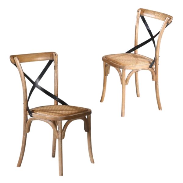 Fanno-Dining Chairs Set of 2 Classic Refectory  Birchwood Cross Back Natural Wash