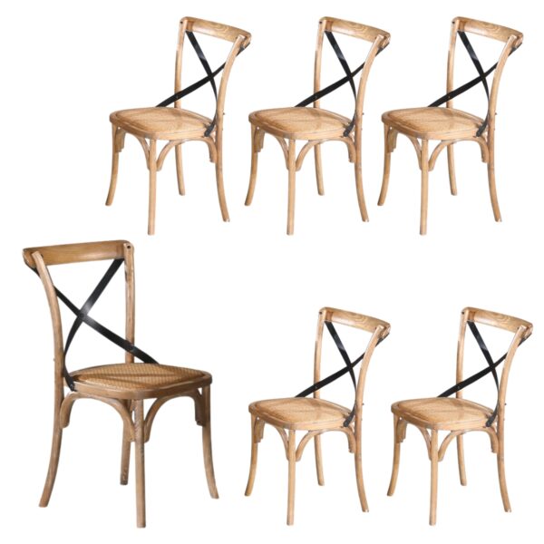 Fanno-Dining Chairs Set of 6 Classic Refectory  Birchwood Cross Back Natural Wash