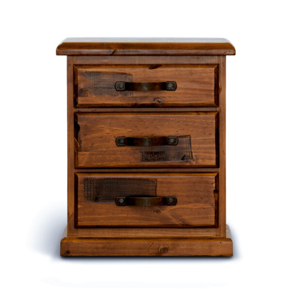 Fanno-Wooden Bedside Table with 3 Drawers Storage Cabinet in Dark Brown Finish