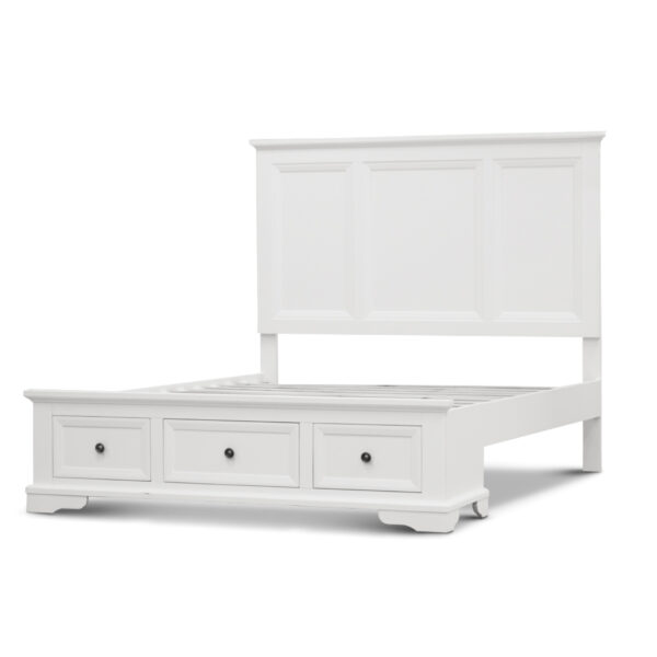 Fanno-Queen Size Bed Frame with Storage Drawers in White Coastal  Acacia Timber