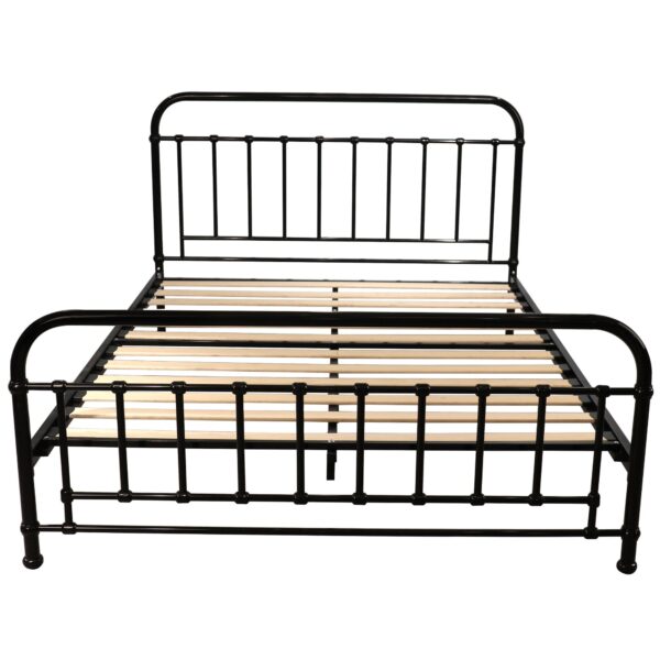 Fanno-Double Metal Bed with Curved Headboard and Footend in Black Industrial