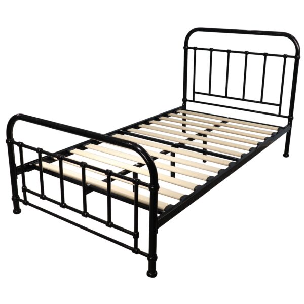 Fanno-Metal King Single Bed with Curved Headboard and Footend Industrial  Black