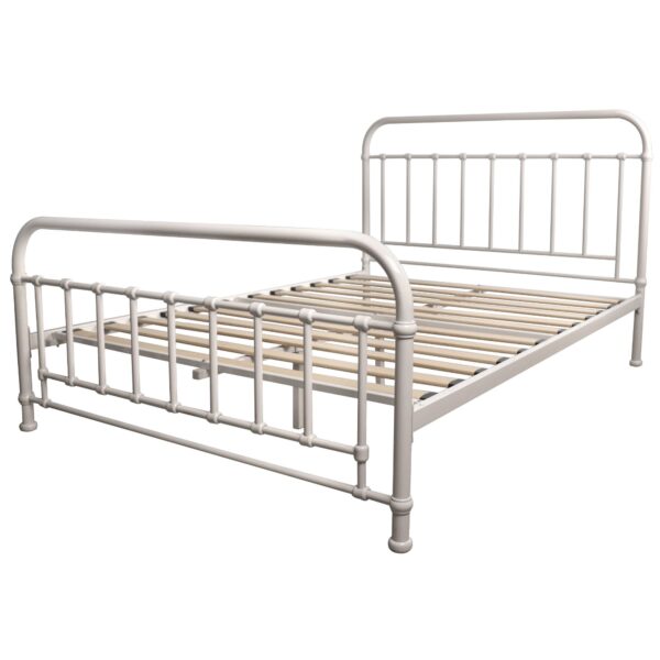 Fanno-Double Metal Bed with Curved Headboard and Footend in White Industrial