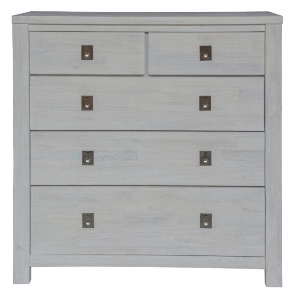 Fanno-Tallboy Storage Cabinet with 5 Drawers Coastal  White Wash Finish