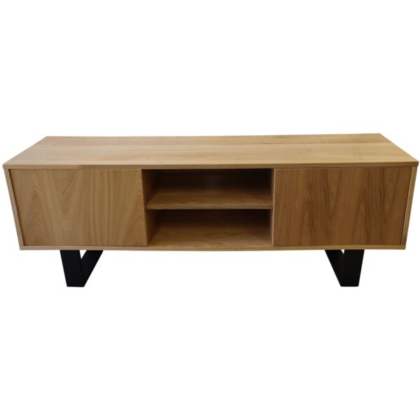 Fanno-Natural Elm Timber TV Unit 160cm with 2 Doors and Cable Holes for Living Room