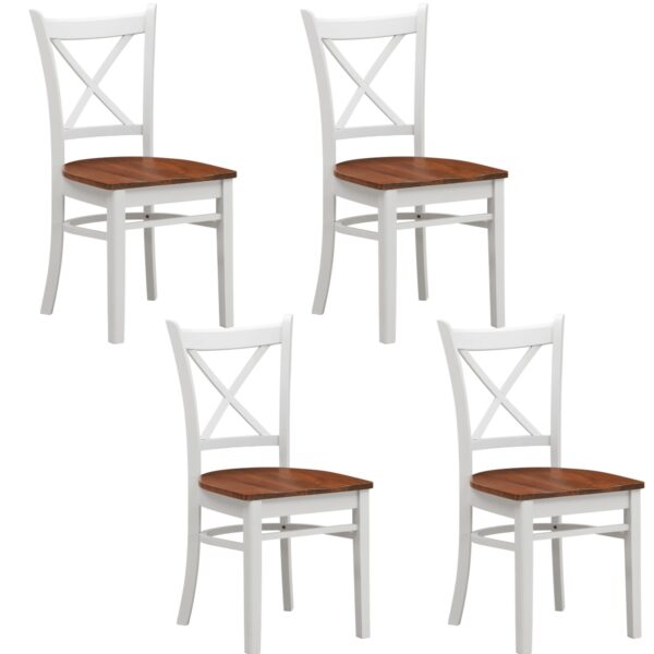 Fanno-Dining Chair Set of 4 Multi-Coloured Crossback Rubber Wood Eco-Friendly Furniture