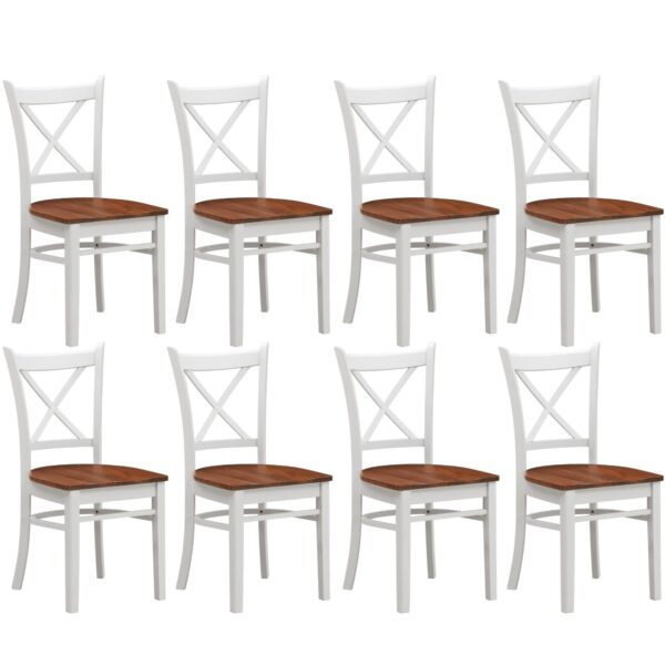 Fanno-Multi-Coloured Dining Chair Set of 8 Cross Back Eco-Friendly Rubber Wood Furniture