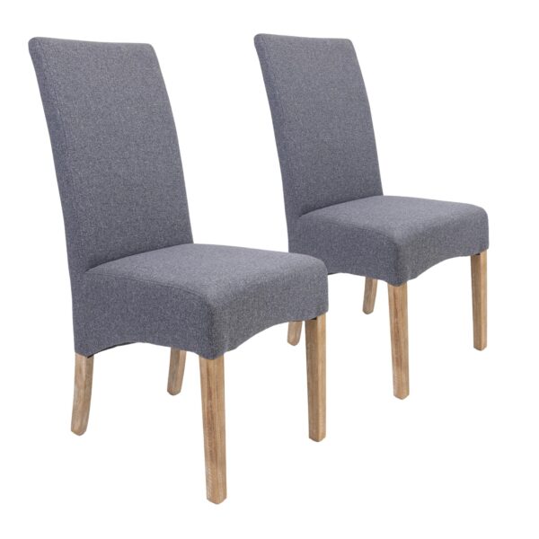 Fanno-Upholstered Dining Chairs Set of 2 Grey Fabric Rubberwood Contemporary