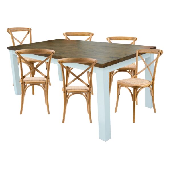 Fanno-6-Seater Hampton  Dining Set Solid Acacia Wood Table and Oak Chairs