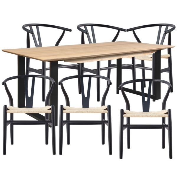 Fanno-7-Piece Dining Set with 6 Chairs Solid Messmate Timber Modern  Table