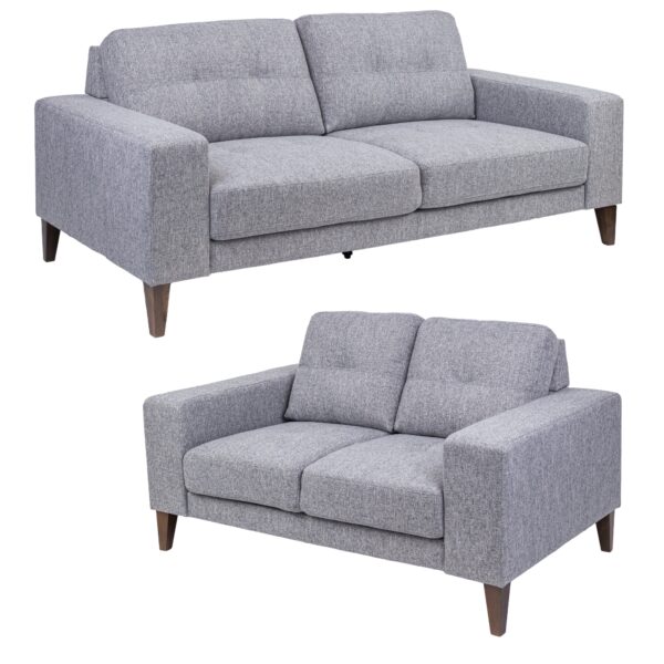 Fanno-Mid-Century 2+3 Seater Sofa Set Grey Upholstered Comfortable Living Room Furniture