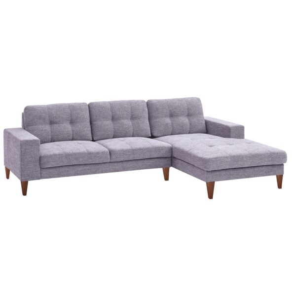 Fanno-2-Seater Sofa with Right Hand Chaise Mid-Century  Grey Upholstered Couch