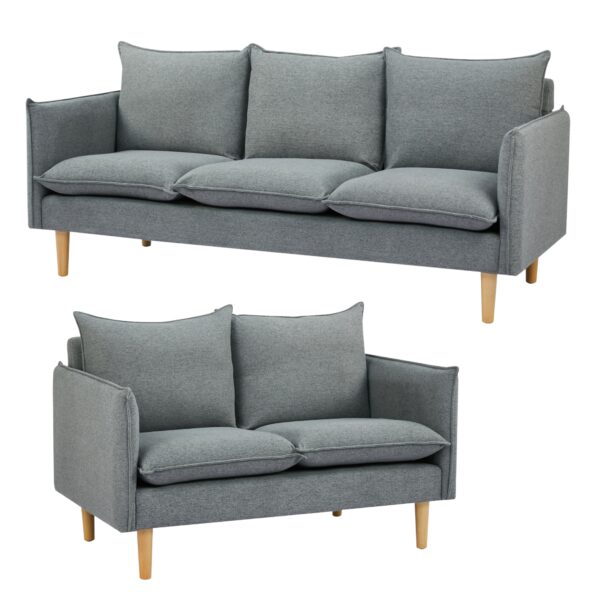 Fanno-2+3 Seater Sofa Set Dark Grey Scandinavian  Plush Upholstery Comfortable Furniture