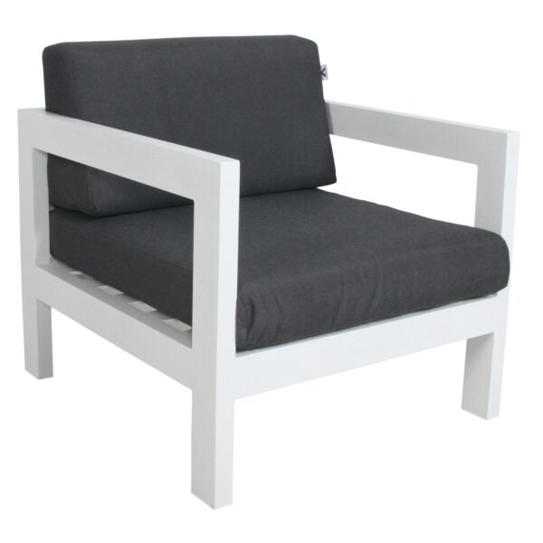 Fanno-Single-Seater Outdoor Sofa Chair Weatherproof Cushions Coastal  Aluminium Frame