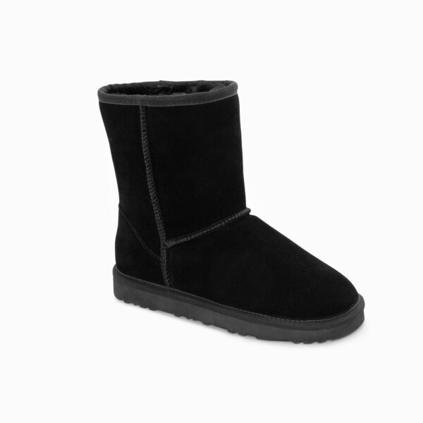 Fanno-Unisex Short Classic Suede Boots Genuine Australian Sheepskin Black EU36