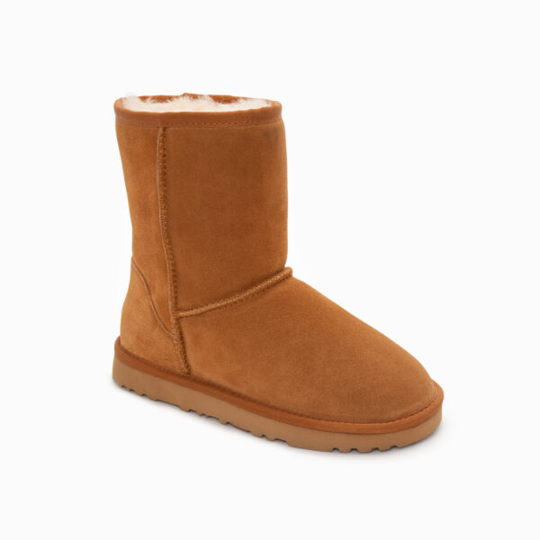 Fanno-Unisex Short Classic Suede Ugg Boots Genuine Australian Sheepskin Black Chestnut