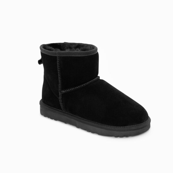 Fanno-Unisex Mini Classic Suede Boots Genuine Australian Sheepskin Water Resistant Black