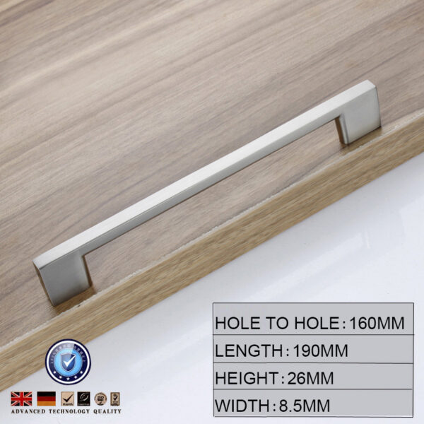 Fanno-Modern Brushed Nickel Cabinet Pull 160MM Sleek Stainless Steel Handle Hardware