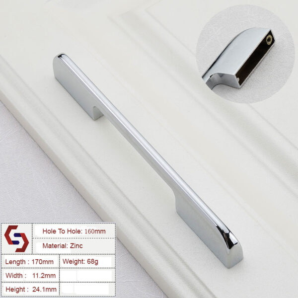 Fanno-Modern Stainless Steel Cabinet Pull Handle 160mm Sleek Design Silver Finish