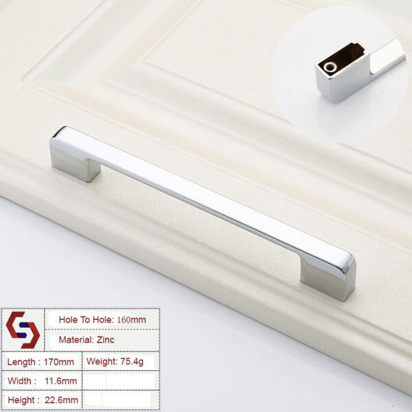 Fanno-Modern Stainless Steel Cabinet Pull Handle 160mm Sleek Design Silver Finish