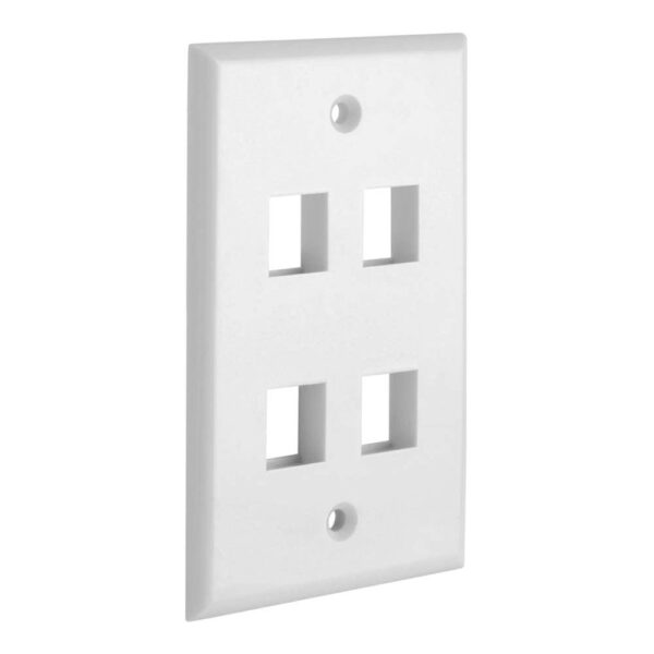 Fanno-Four Gang Wall Plate with Keystone Jack Insert for Quick Installation White