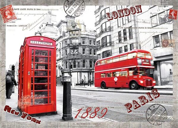 Fanno-Jigsaw Puzzle 1000 Pieces London Impression Red Bus Telephone Booth Large Size