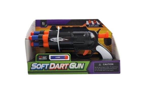 Fanno-Soft Dart Gun for Kids with 5 Soft Darts Red and Black Ages 6 and Up