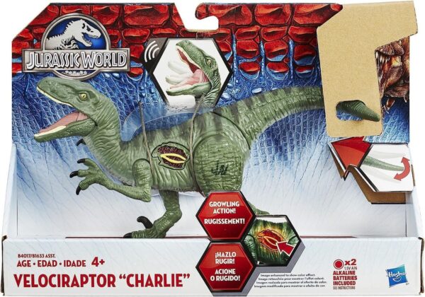 Fanno-Velociraptor Charlie Dinosaur Figure with Sound and Lights for Kids 3 Years and Up