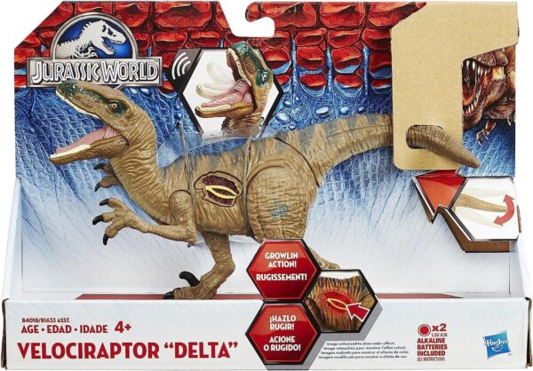 Fanno-Velociraptor Delta Dinosaur Figure with Lights and Sound for Kids 3 Years and Up