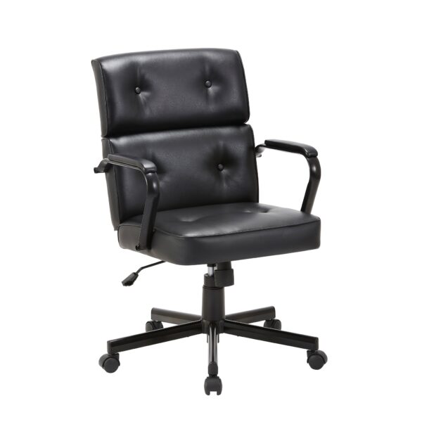 Fanno-Office Chair with Padded Arms High Density Foam Adjustable Height Black PU