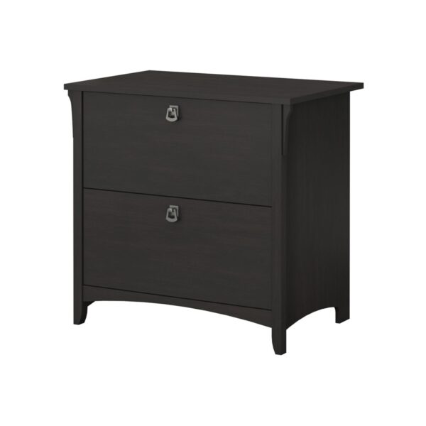 Fanno-Lateral Filing Cabinet with 2 Drawers Distressed Black Engineered Wood Design