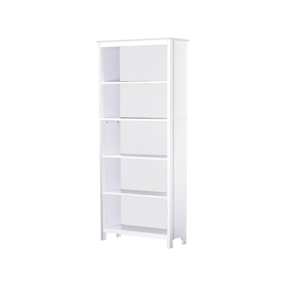 Fanno-5 Shelf Bookcase with Adjustable Shelves and Anti-Tip Kit in White Grey Finish