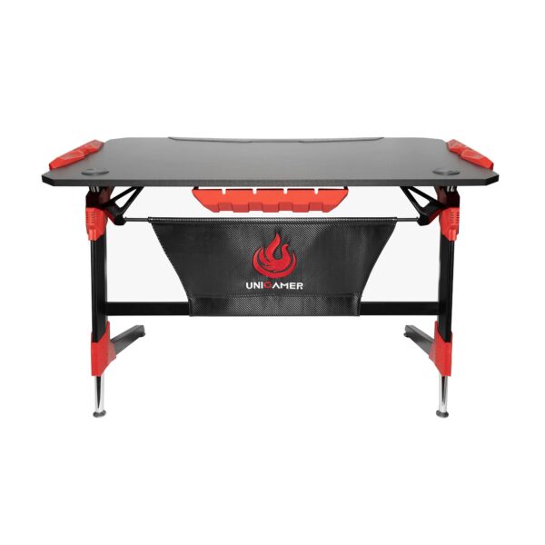 Fanno-RGB Gaming Desk with Adjustable Feet and Ergo Wrist Pad in Black Red Finish