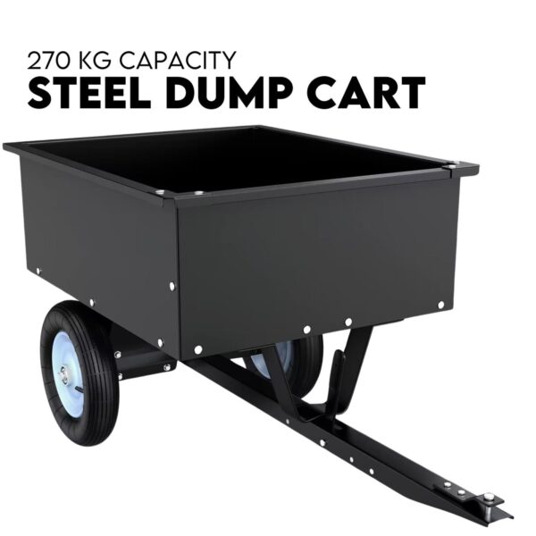 Fanno-Steel Dump Cart Garden Tipping Trailer with 270kg Capacity and Pneumatic Tires