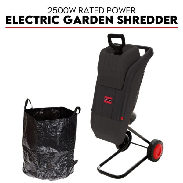 Fanno-Electric Wood Chipper Shredder 2500W Portable Garden Mulcher with Collection Bag