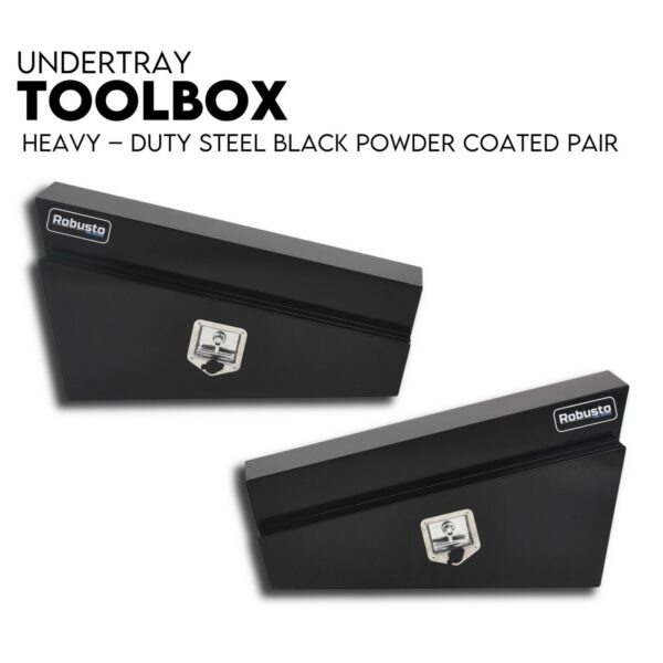 Fanno-Under Tray Toolbox Heavy Duty 900mm Black Steel Storage for Trucks and UTEs