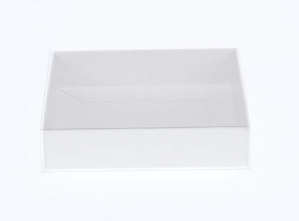 Fanno-100 Pack White Card Boxes with Clear Slide On Lid for Gifts Cakes and Displays