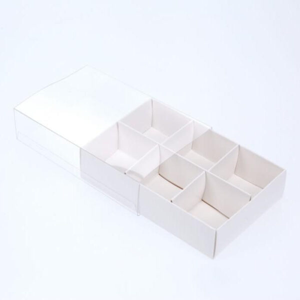 Fanno-10 Pack White Card Gift Boxes with Clear Lid for Chocolates and Sweets 12x8x3cm