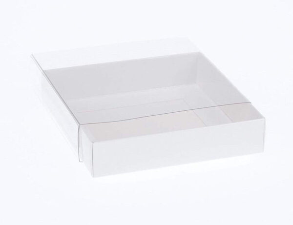 Fanno-15cm Square White Gift Boxes with Clear Lid for Invitations Coasters Favors 10 Pack