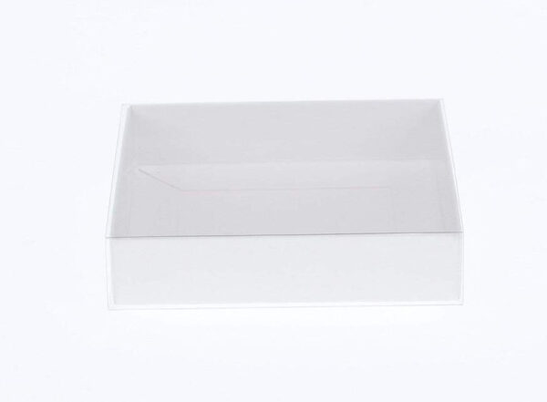 Fanno-10 Pack White Gift Boxes with Clear Lid for Invitations Coasters Favors 8x8x2cm