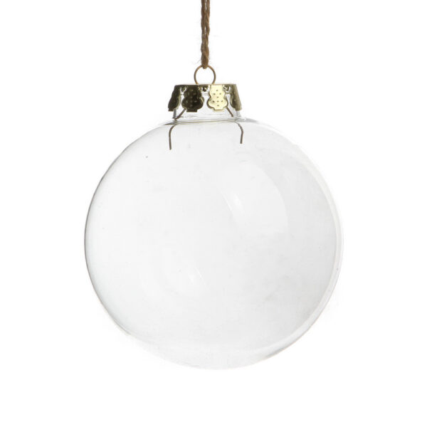 Fanno-4 x Clear Glass Hanging Baubles 6cm Round with Silver Cap for Crafts and Decorations