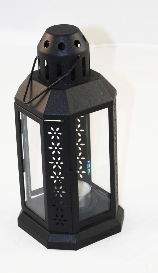 Fanno-Black Metal Miner Lantern Tealight Candle Holder for Weddings Parties Home Decor