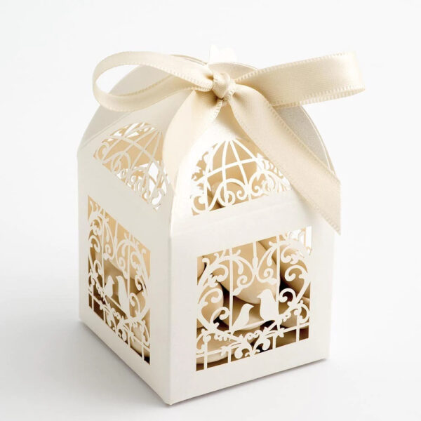 Fanno-100 Pack Ivory Dove Bird Boxes for Wedding Engagement Guest Gifts Favor Boxes