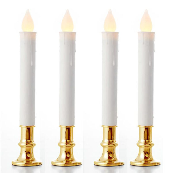 Fanno-3 Pack Battery Powered Taper Candles with Gold Stand Safe Flickerless Lighting