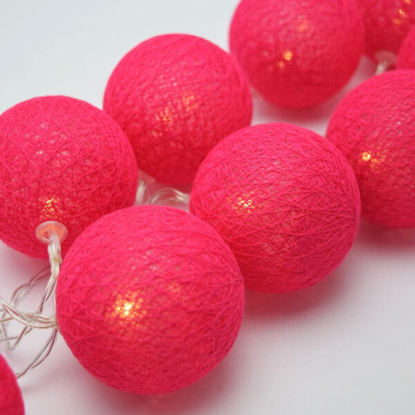 Fanno-20 LED Red Cotton Ball String Lights Battery Powered Indoor Outdoor Decoration