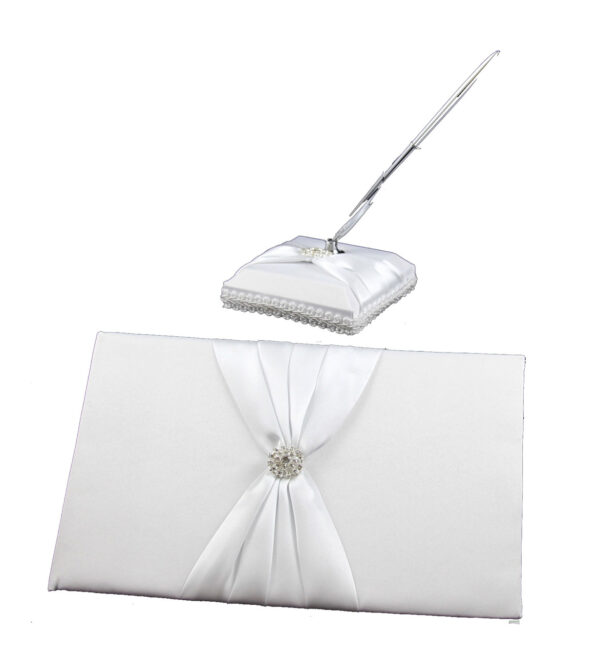 Fanno-Wedding Guest Book with Pen Stand and Silver Pen Elegant Design 70 Pages